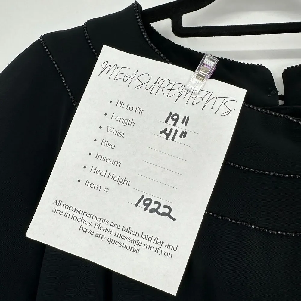 Vintage Cocktail Dress Nipon Boutique Womens Size 14 Black LBD Beaded Timeless - Picture 3 of 10